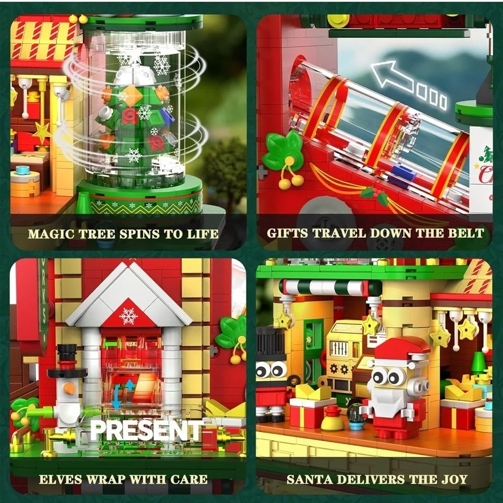 Christmas Gift Factory Building Blocks Set 2775 pcs Light-Up DIY Holiday Village - Picture 12 of 15